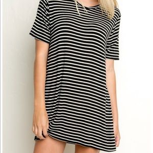 Brandy Melville white and black striped T dress